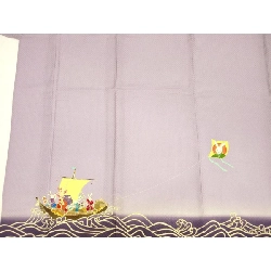 Áo kimono đơn lớp thăm viếng trang trí vàng Yuzen - Hàng hiệu Authentic 875177