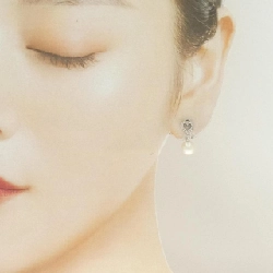 K18WG Bông tai ngọc trai Akoya hình trái tim 7.3mm - Hàng hiệu Chính hãng 866041