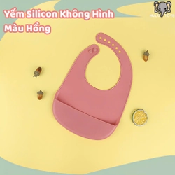 Yếm ăn dặm silicol hồng trơn