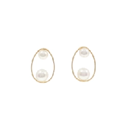 K18YG Bông tai ngọc trai Akoya - Hàng hiệu Authentic