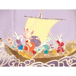 Áo kimono đơn lớp thăm viếng trang trí vàng Yuzen - Hàng hiệu Authentic 875177