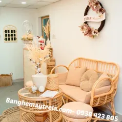 Bàn ghế sofa mây tự nhiên tay cuộn phòng khách 559231