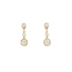 K18YG Bông tai kim cương 0.64CT - Hàng hiệu Chính hãng