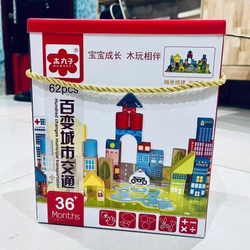 Bộ xếp gỗ mô hình thành phố 62psc 452004
