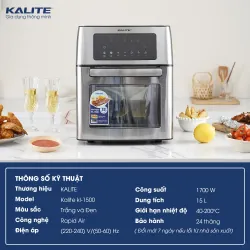 Nồi chiên không dầu KALITE KL-1500 15 lít 780948