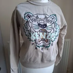 Áo nỉ nữ thêu hình đầu hổ Kenzo màu be size S chính hãng 719292