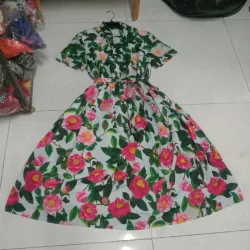 Đầm hoa văn 3D eo 85