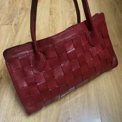 Túi tote nữ sz 37*20*10 da thật đan 2hand