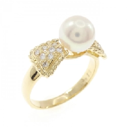 Nhẫn ngọc trai Akoya K18YG hình ruy băng 7.2mm