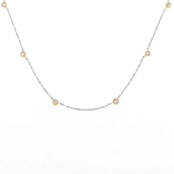 Dây chuyền kim cương K18YG/K18WG 0.27CT - Hàng hiệu Chính hãng