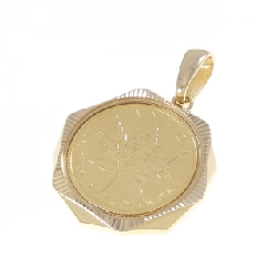 K18YG(枠) Mặt dây chuyền đồng xu - Hàng hiệu Authentic 871006