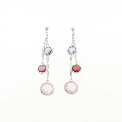 K18WG Đá màu Bông tai - Hàng hiệu Chính hãng