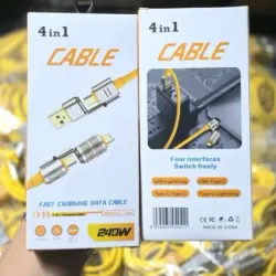 cáp Sạc Nhanh 4 Đầu Chất Liệu Silicon, Đa Năng 240W, Đầu Sạc Bọc Thép Siêu Bền 1009723