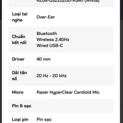 Tai nghe Bluetooth Chụp Tai Gaming Razer Barracuda X Chroma 992442