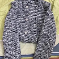 Áo khoác nữ Gestuz chất liệu len pha sợi lurex màu đen trắng 798982