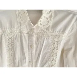 MỚI 99%***ÁO SƠ MI ZARA TRẮNG REN CROPTOP DÀI TAY* REN CÁCH ĐIỆU* TẶNG QUÀ 0Đ FREESHIP 588228