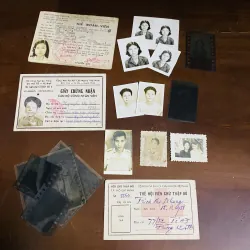 8 ảnh thẻ đen trắng, 3 thẻ giấy tờ, 6 phim âm bản xưa cũ 757104