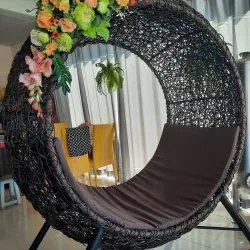 Ghế tổ chim mây tre đan chụp hình 576036