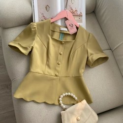 Áo peplum xanh cốm size M new 99%