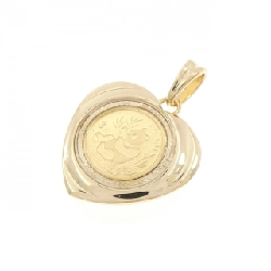 K18YG(枠) Đồng xu Mặt dây chuyền - Hàng hiệu Chính hãng