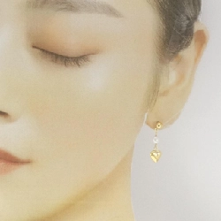 Bông tai ngọc trai nước ngọt hình trái tim 750YG/18KTYG 4.6mm - Hàng hiệu Chính hãng 870434