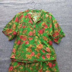 Bộ mặc nhà họa tiết hoa xanh 932348