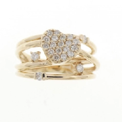 Nhẫn kim cương hình trái tim K10YG Pavé 0.18CT - Hàng hiệu Authentic 848886