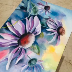 Tranh acrylic hoa cúc tím 759729