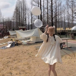 Pass Váy babydoll trắng kem cổ tròn phối bèo – bánh bèo nhẹ nhàng, cực dễ thương  476857