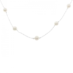 K18WG Ngọc trai Akoya Dây chuyền - Hàng hiệu Chính hãng