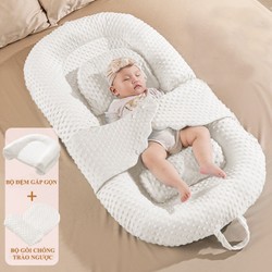 Đệm ngủ chung giường cho bé 0-30 tháng tuổi 2 mặt nhung hàn có hạt massa 72115