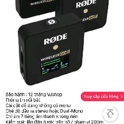 Mic thu âm không dây rode wireless go 2 hàng 9 hãng tình trạng còn như mới 99% 26371