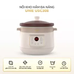Nồi kho hầm đa năng UNIE USC308 3L lòng gốm tử sa, 8 chức năng, nấu chậm thông minh 578149