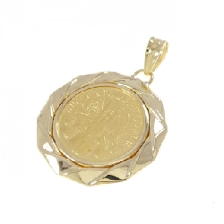 K18YG(枠) Đồng xu mặt dây chuyền - Hàng hiệu Authentic