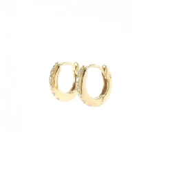 K18YG Bông tai kim cương hình vòng 0.05CT - Hàng hiệu Chính hãng