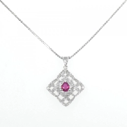 K18WG Dây chuyền Ruby 0.48CT - Hàng hiệu Chính hãng