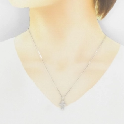 K18WG Dây chuyền kim cương chéo 0.50CT - Hàng hiệu Authentic 860175