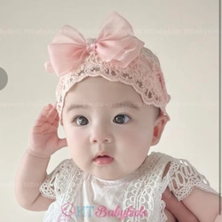 Băng đô che thóp, ren tiểu thư, nơ xinh cho bé gái 