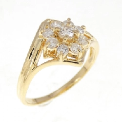 Nhẫn kim cương hoa K18YG 0.30CT