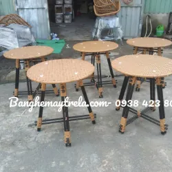 Bàn ghế mây nhựa cho quán cafe 740111