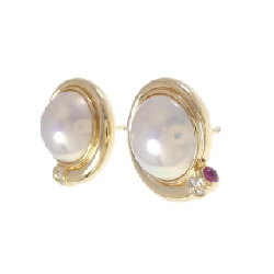 K18YG Mabe Pearl Earrings - Hàng hiệu Authentic 868475