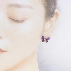 K18YG Bướm Đá Màu Bông Tai - Hàng hiệu Chính hãng 870255