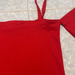 Váy đầm len đỏ trễ vai tiểu thư sexy ulzzang freesize 80008