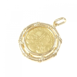 K18YG(枠) Đồng xu Mặt dây chuyền - Hàng hiệu Authentic