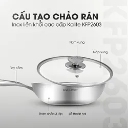 Chảo rán inox liền khối Kalite KFP2603 26 cm, inox 304 3 lớp, hiệu suất bắt 98%, mới 100% 573911