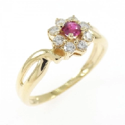 Nhẫn ruby hoa K18YG 0.166CT - Hàng hiệu chính hãng