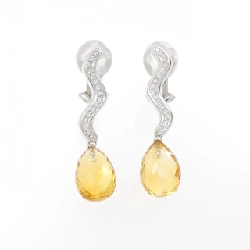 K18WG Bông tai Citrine - Hàng hiệu Chính hãng