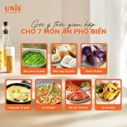 Nồi hấp điện UNIE UE680 15L mới – 3 tầng dung tích lớn, có bảng gợi ý thời gian hấp mới 588859