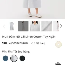 Đầm linen MUJI size M đã giặt chưa mặc 697930