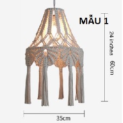 CHỤP ĐÈN TREO THỦ CÔNG MACRAME - TRANG TRÍ NHÀ CỬA